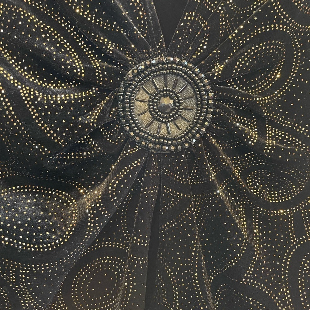 Y2K Notations velvet top faux cardigan set Black & Gold sparkle Medium (M) - Picture 9 of 14